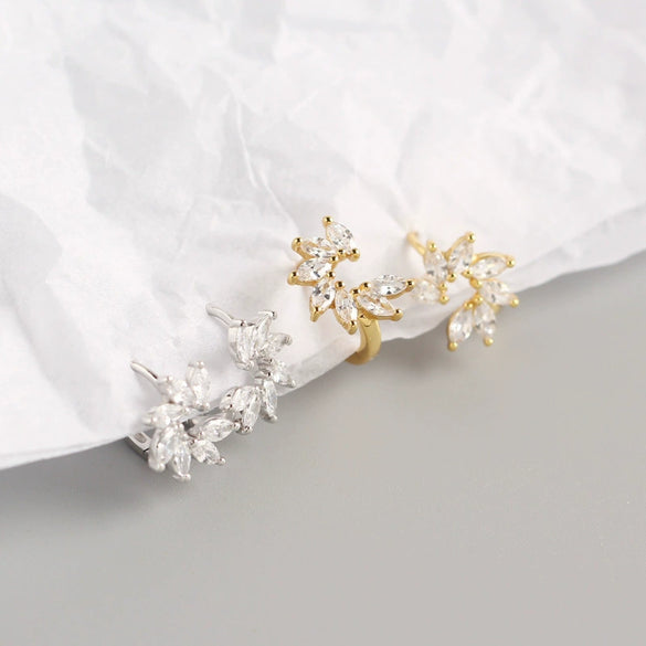 Wholesale Women's Light Luxury S925 Sterling Silver Horse Eye Zircon Flower Earring With Electroplating Treatment