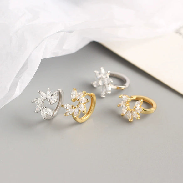 Wholesale Women's Light Luxury S925 Sterling Silver Horse Eye Zircon Flower Earring With Electroplating Treatment