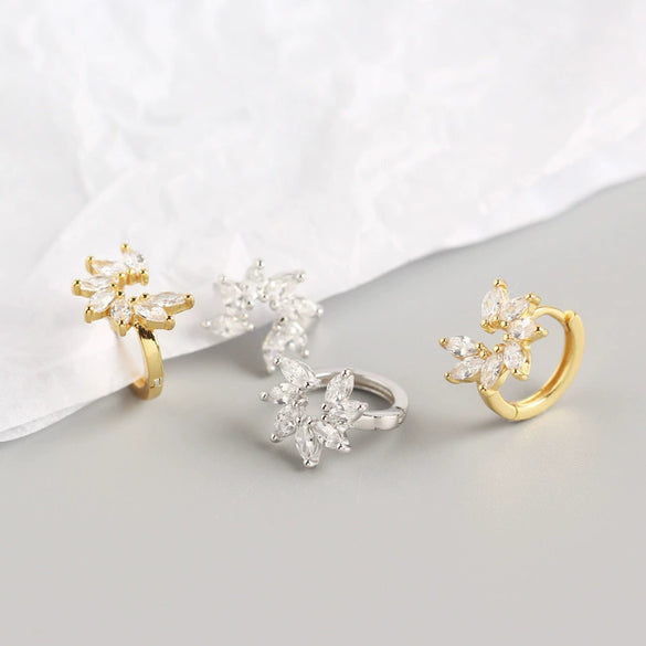 Wholesale Women's Light Luxury S925 Sterling Silver Horse Eye Zircon Flower Earring With Electroplating Treatment