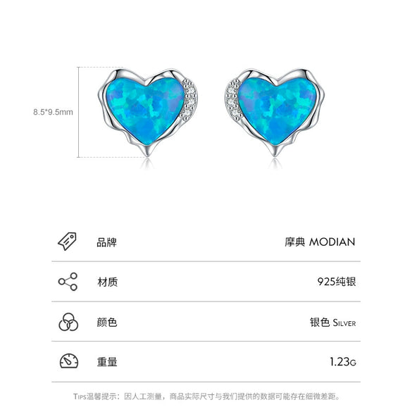 Wholesale Women's Light Luxury S925 Sterling Silver Inlaid Heartshaped Earrings
