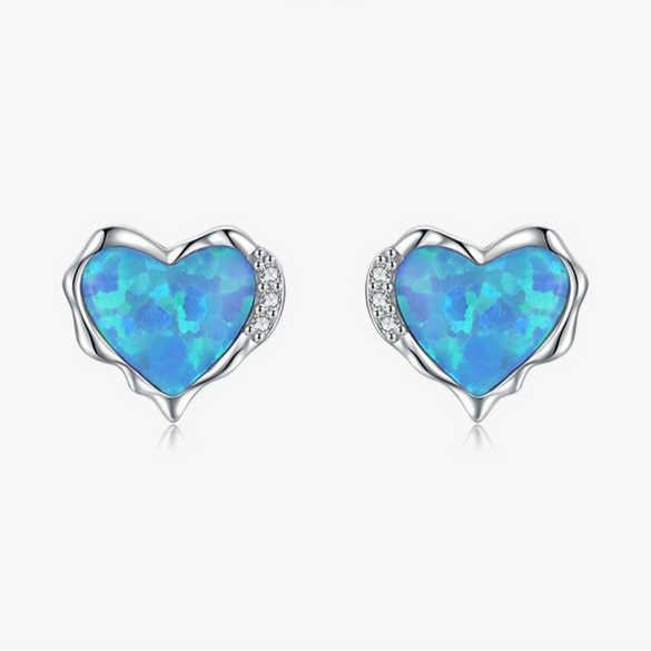 Wholesale Women's Light Luxury S925 Sterling Silver Inlaid Heartshaped Earrings