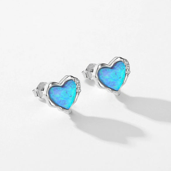 Wholesale Women's Light Luxury S925 Sterling Silver Inlaid Heartshaped Earrings