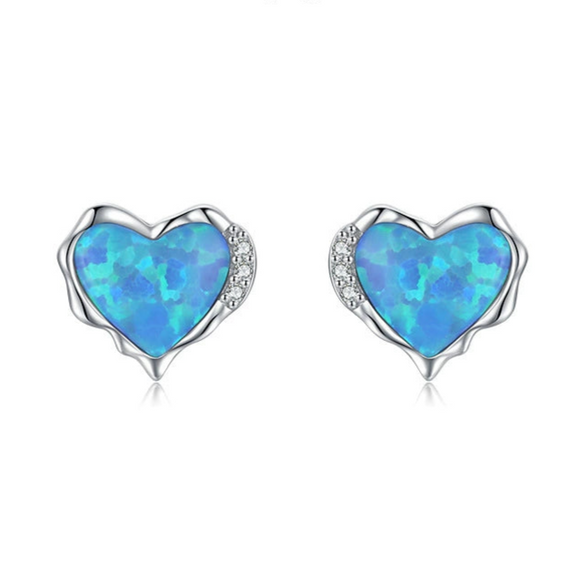 Wholesale Women's Light Luxury S925 Sterling Silver Inlaid Heartshaped Earrings