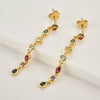 Wholesale Women's Light Luxury S925 Sterling Silver Long Earrings With Colorful Zircon Tassels Geometric Design Platinum Or 18K Gold Electroplated