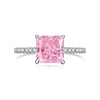 Wholesale Women's Light Luxury S925 Sterling Silver Ring With Geometric Pattern And Square Zircon Inlaid By Four Claw Ice Flower Cut And Electroplated