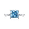 Wholesale Women's Light Luxury S925 Sterling Silver Ring With Geometric Pattern And Square Zircon Inlaid By Four Claw Ice Flower Cut And Electroplated