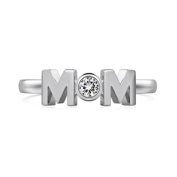 Wholesale Women's Light Luxury S925 Sterling Silver Ring With Letter Design And Zircon Inlaid Electroplated