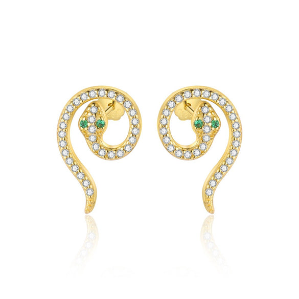 Wholesale Women's Light Luxury S925 Sterling Silver Snake Fashion Earrings With Zirconia