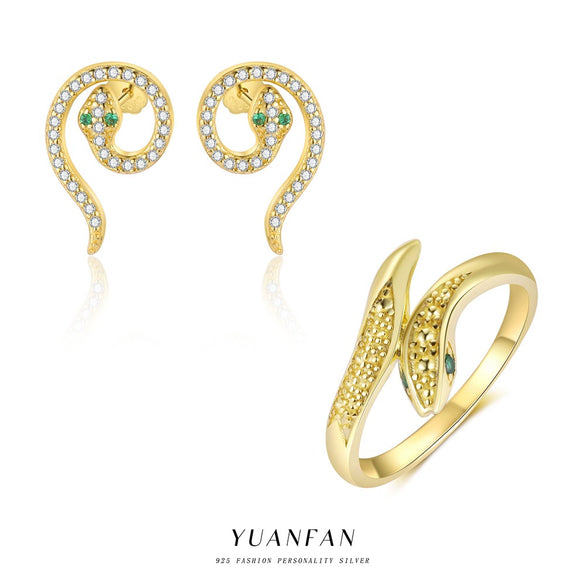 Wholesale Women's Light Luxury S925 Sterling Silver Snake Fashion Earrings With Zirconia