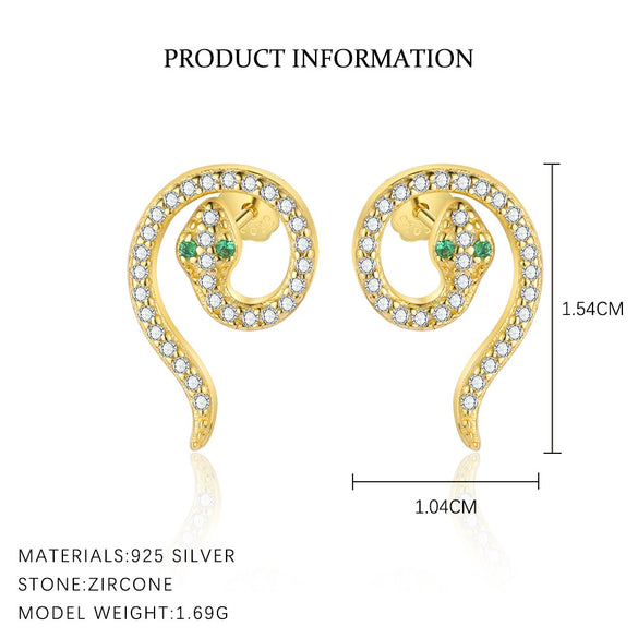 Wholesale Women's Light Luxury S925 Sterling Silver Snake Fashion Earrings With Zirconia