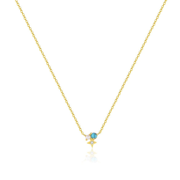 Wholesale Women's Light Luxury S925 Sterling Silver Star Shape Necklace With Zirconia And Cross Chain