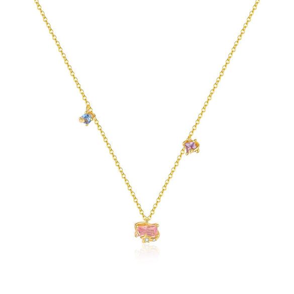 Wholesale Women's Light Luxury S925 Sterling Silver Star Shape Necklace With Zirconia And Cross Chain