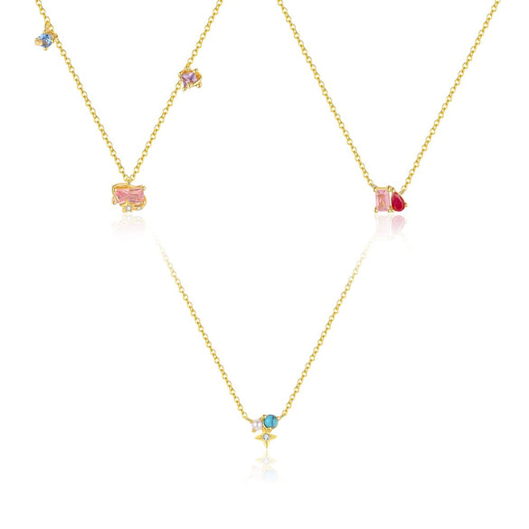 Wholesale Women's Light Luxury S925 Sterling Silver Star Shape Necklace With Zirconia And Cross Chain
