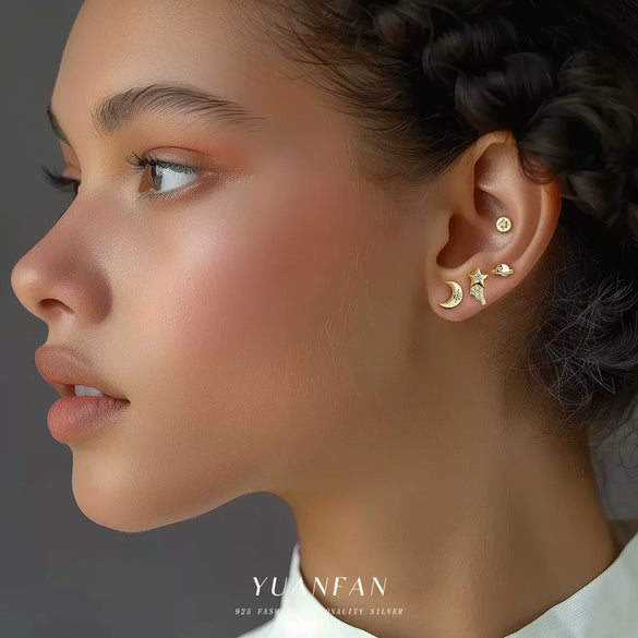 Wholesale Women's Light Luxury S925 Sterling Silver Star Shape Zircon Earrings