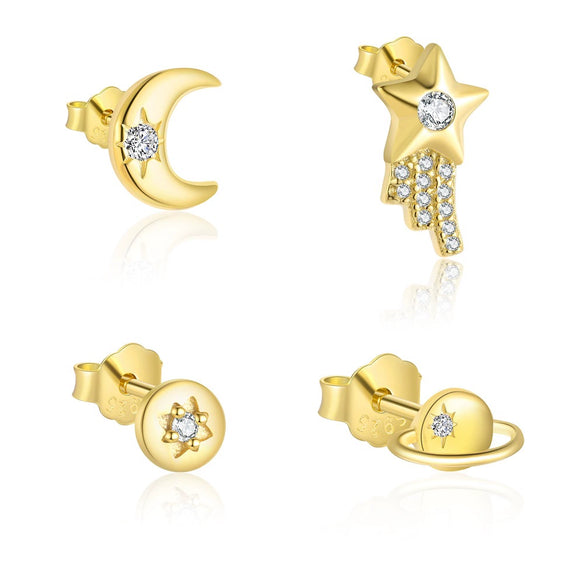 Wholesale Women's Light Luxury S925 Sterling Silver Star Shape Zircon Earrings