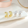 Wholesale Women's Light Luxury S925 Sterling Silver Wave Pattern Ctype Earrings With Electroplating