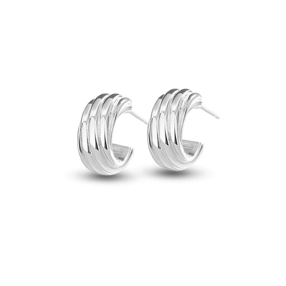 Wholesale Women's Light Luxury S925 Sterling Silver Wave Pattern Ctype Earrings With Electroplating