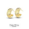 Wholesale Women's Light Luxury S925 Sterling Silver Wave Pattern Ctype Earrings With Electroplating