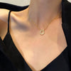 Wholesale Women's Light Luxury Simple Atmospheric Thumping Heart Ring Pendant Necklace With Geometric Pattern Made Of Stainless Steel And O Chain Electroplated
