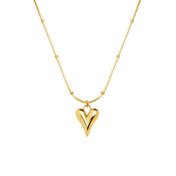 Wholesale Women's Light Luxury Simple Love Necklace 316L Stainless Steel 18K Gold Plated Geometric Design