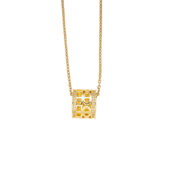 Wholesale Women's Light Luxury Small Waist Pig Nose Necklace With Zircon Inlay 18K Gold Plated Copper O Word Chain