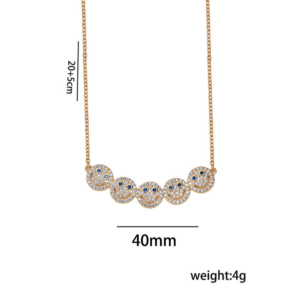 Wholesale Women's Light Luxury Smiley Face Electroplated Titanium Steel And Copper Necklace And Earrings Set