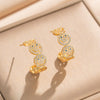 Wholesale Women's Light Luxury Smiley Face Electroplated Titanium Steel And Copper Necklace And Earrings Set