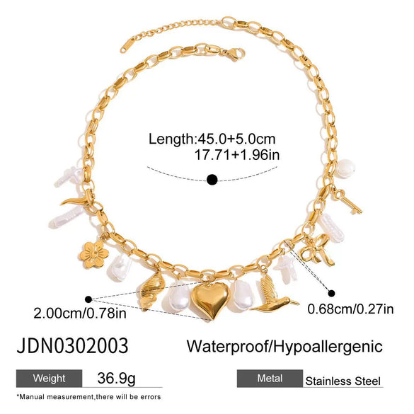 Wholesale Women's Light Luxury Spring And Summer Stainless Steel Pearl Love Pendant Necklace With Electroplating