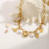 Wholesale Women's Light Luxury Spring And Summer Stainless Steel Pearl Love Pendant Necklace With Electroplating