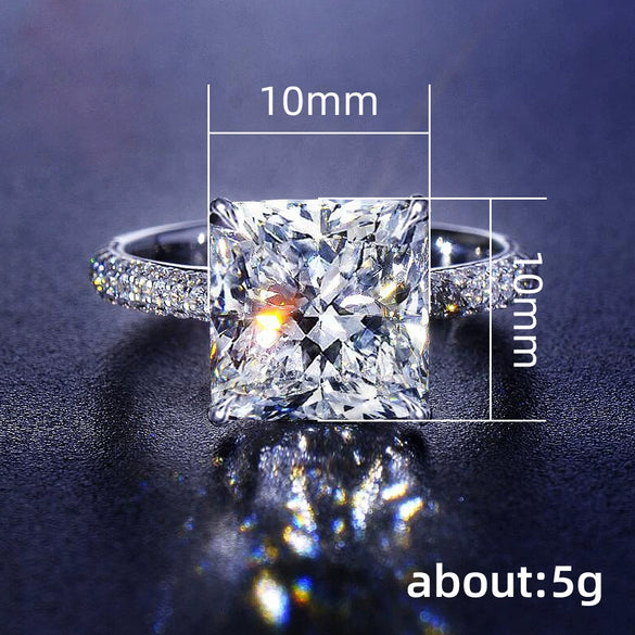 Wholesale Women's Light Luxury Square Copper Zircon Wedding Engagement Ring With Geometric Design