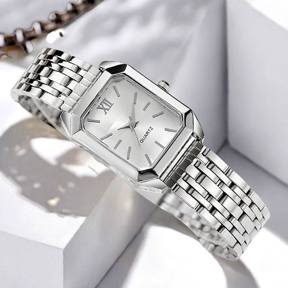 Wholesale Women's Light Luxury Square Quartz Watch Alloy Case And Strap Casual Style Pin Buckle Ordinary Glass Mirror