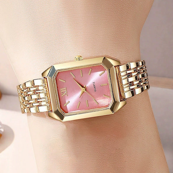 Wholesale Women's Light Luxury Square Quartz Watch Alloy Case And Strap Casual Style Pin Buckle Ordinary Glass Mirror