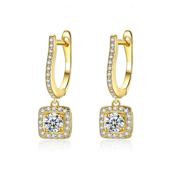 Wholesale Women's Light Luxury Square Ushaped Zinc Alloy Rhinestone Electroplated Ear Buckle