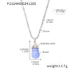 Wholesale Women's Light Luxury Stainless Steel And Resin Water Drop Clavicle Necklace With Colorful Zircon And Geometric Pattern Electroplated