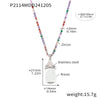 Wholesale Women's Light Luxury Stainless Steel And Resin Water Drop Clavicle Necklace With Colorful Zircon And Geometric Pattern Electroplated