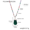 Wholesale Women's Light Luxury Stainless Steel And Resin Water Drop Clavicle Necklace With Colorful Zircon And Geometric Pattern Electroplated