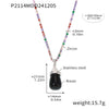 Wholesale Women's Light Luxury Stainless Steel And Resin Water Drop Clavicle Necklace With Colorful Zircon And Geometric Pattern Electroplated