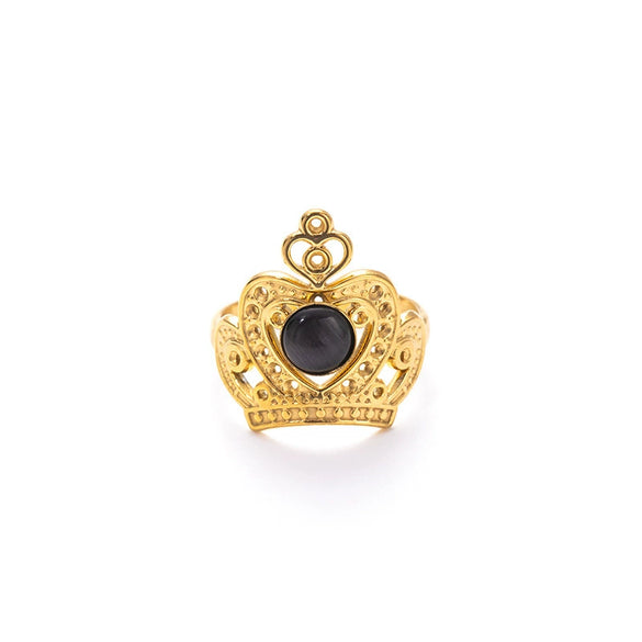 Wholesale Women's Light Luxury Stainless Steel And Titanium Steel Hollow Crown Ring With Electroplating