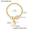 Wholesale Women's Light Luxury Stainless Steel And Zircon Pig Nose Lock Tassel Pendant 18K Real Gold Plated Necklace And Bracelet Set