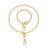 Wholesale Women's Light Luxury Stainless Steel And Zircon Pig Nose Lock Tassel Pendant 18K Real Gold Plated Necklace And Bracelet Set