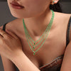 Wholesale Women's Light Luxury Stainless Steel Clavicle Necklace With Cat's Eye Stone Water Drop Pendant And Geometric Pattern Electroplated