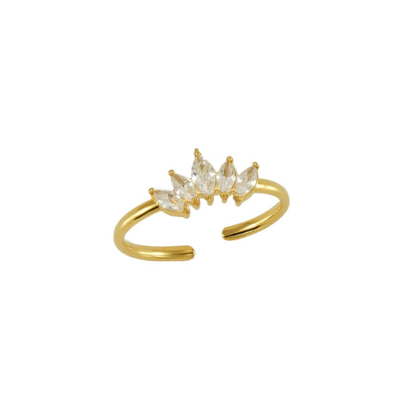 Wholesale Women's Light Luxury 316L Stainless Steel Crownshaped Zircon Ring With Electroplating Treatment