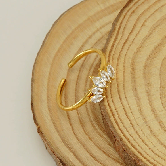 Wholesale Women's Light Luxury 316L Stainless Steel Crownshaped Zircon Ring With Electroplating Treatment