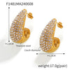 Wholesale Women's Light Luxury 316L Stainless Steel Drop Shaped Zircon Earrings With Geometric Pattern And Pvd Plated Real Gold Inlaid