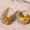 Wholesale Women's Light Luxury 316L Stainless Steel Drop Shaped Zircon Earrings With Geometric Pattern And Pvd Plated Real Gold Inlaid