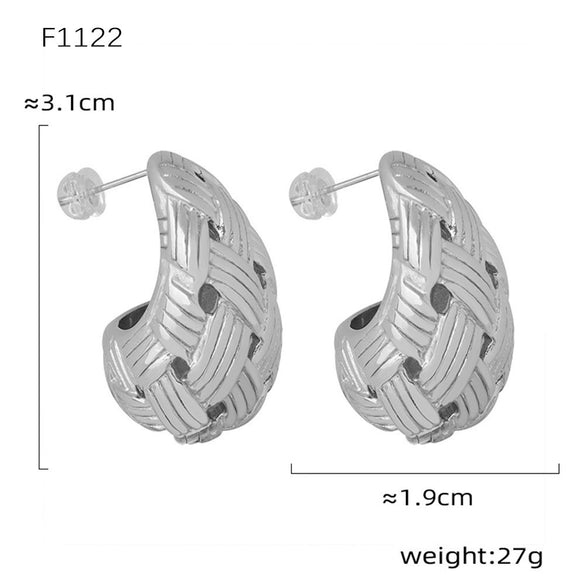 Wholesale Women's Light Luxury 316L Stainless Steel Drop Shaped Zircon Earrings With Geometric Pattern And Pvd Plated Real Gold Inlaid