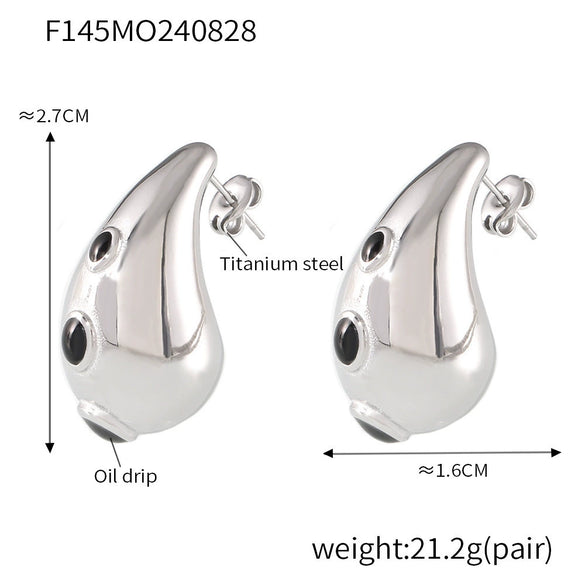 Wholesale Women's Light Luxury 316L Stainless Steel Drop Shaped Zircon Earrings With Geometric Pattern And Pvd Plated Real Gold Inlaid