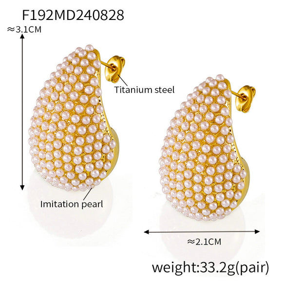 Wholesale Women's Light Luxury 316L Stainless Steel Drop Shaped Zircon Earrings With Geometric Pattern And Pvd Plated Real Gold Inlaid