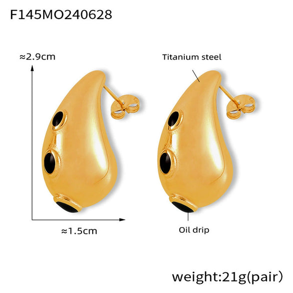 Wholesale Women's Light Luxury 316L Stainless Steel Drop Shaped Zircon Earrings With Geometric Pattern And Pvd Plated Real Gold Inlaid