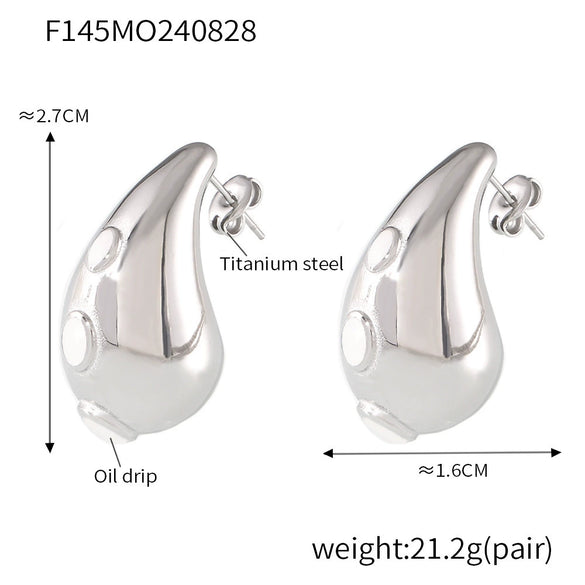 Wholesale Women's Light Luxury 316L Stainless Steel Drop Shaped Zircon Earrings With Geometric Pattern And Pvd Plated Real Gold Inlaid